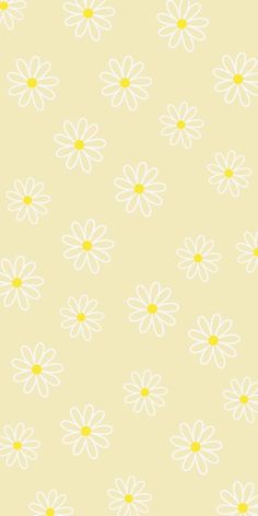 a yellow and white flower pattern on a light green background with small daisies in the center