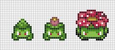 a cross stitch pattern with two green bottles and one pink flower in the middle, on a white background