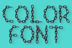 the word font made out of chains on a blue background