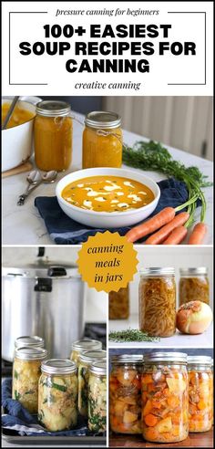 soup recipe in jars with carrots, onions and other ingredients to make it easier for canning