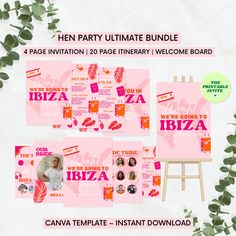 an image of a pink party ultimate bundle for the ibiza birthday celebration with photos and text