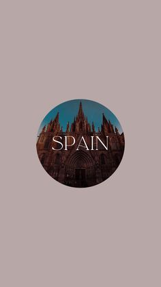 the spanish word spain is displayed in front of a photo of an old building with spires