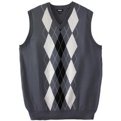 Our classic V-Neck Argyle Sweater Vest is a must-have. It looks great paired with jeans or trousers and the relaxed fit is easy to thrown on over a button down shirt. Male Sweater, Outfit Cowok, Outfits Dr, Argyle Sweater Vest, Sweater Vest Mens, Sweater Vests, Men Plus Size, Big Clothes, Argyle Sweater