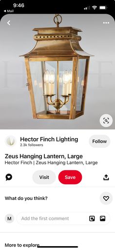 an image of a light fixture on the app