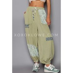 Pol Matcha Green Gauze & Lace Slouchy Patchwork Jogger Pants Relaxed Fit Own The Streets With Our I'm So Fly Gauze + Lace Joggers. Pants Perfection, These Joggers Feature A Loose, Flowy Fit And Double Gauze Fabric For Warm Weather Wear. Stay Hella Comfy And Hella Stylin In These Too Fly And Fashion Forward Pants! Features Relaxed, Loose, Slouchy Fit Featured In Double Gauze + Sheer Lace Embroidered Accents Lightweight & Flowy Super Stretchy Elastic Waist With Self Tie Drawstrings Front & Back Po Green Patchwork Pants For Spring, Spring Relaxed Fit Patchwork Pants, Relaxed Fit Patchwork Pants For Spring, Spring Patchwork Pants, Spring Cotton Patchwork Pants, Green Patchwork Bottoms For Summer, Summer Green Patchwork Bottoms, Green Patchwork Bottoms With Relaxed Fit, Spring Patchwork Ankle-length Pants