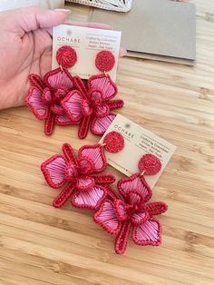 Diy Yarn Earrings, Embroidery Jewellery, Trending Earrings, Embroidery Earrings, Textile Earrings, Orchid Jewelry, Woven Earrings, Diy Earrings Easy, Orchid Earrings