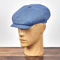 Comfortable and elegant newsboy Gatsby style cap cap made of natural 100% linen cloth. Cap is lined with a breathable mesh and inside there is a cotton sweatband. Its visor is sewn down to the crown. On top of the large 8 panels crown there is a decorative linen button. Linen is a great choice for summer - lightweight, breathable, protects your head from the sun and doesn't heat up. Available in large xl and xxl sizes. Precise handmade craftsmanship from Poland. Blue Casual Flat Cap Beret, Classic Blue Baseball Cap For Spring, Blue One Size Flat Cap Baseball Cap, Blue Flat Cap - One Size Fits Most, Blue Flat Cap One Size Fits Most, Blue Flat Cap Hat, Blue Flat Cap One Size, Classic Blue Baseball Cap For Outdoor, Classic Blue Six-panel Hat