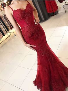 Backless Evening Gowns, Mermaid Prom Dresses Lace, Prom Dresses Long Lace, Winter Formal Dresses, Prom Dresses Long Mermaid, Prom Dresses 2018, Spaghetti Strap Prom Dress, Custom Prom Dress, Lace Prom Dress