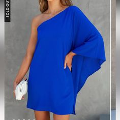 Questions? Leave A Comment Below! Chic Blue Lined Dress, Blue One-shoulder Dress For Vacation, Flowy Blue Lined Dress, Royal Blue Mini Dress For Summer Cocktail, Elegant Royal Blue Mini Dress For Summer, Chic Royal Blue Beach Dress, Royal Blue One-shoulder Dress For Night Out, Royal Blue Mini Dress For Summer, Chic Blue Lined Mini Dress