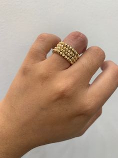 Beautiful spiral bead ring, in 14k gold brilliant finish, you can use it daily or on special occasions, super elegant piece, size 5, Elegant Gold Spiral Stackable Rings, Spiral 14k Gold Ring, Elegant Spiral Stackable Rings, Elegant 14k Gold Rings With Round Beads, Gold Spiral Stackable Rings, Spiral Ring, Shop Ideas, Beaded Rings, Rings Statement