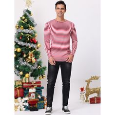 This long-sleeve T-shirt features a trendy contrasting stripe throughout for a casual, youthful look. A variety of colors are available for you to choose from. Made of soft, breathable fabric, these striped long sleeves make you feel comfortable. A classic, versatile long-sleeve tee that pairs easily with your jeans or slacks. Striped long sleeves are suitable for vacations, sports, school, work, dating, street shooting, and other occasions. Winter Red Tops With Contrast Stripes, Red Tops With Contrast Stripes For Winter, Casual Long Sleeve T-shirt With Striped Sleeves, Winter Striped Long Sleeve T-shirt, Casual Long Sleeve T-shirt With Contrast Stripes, Red Long Sleeve Tops With Contrast Stripes, Red Long Sleeve Top With Contrast Stripes, Street Shooting, Sleeve Packaging