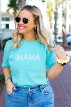 This high-quality shirt features a unique embroidered 'Daisy Mama' design that showcases your love for all things floral. Made with soft and durable fabric, this shirt will keep you feeling comfortable and looking stylish all day long. Mama Design, Lilly Inspired, Summer Bottoms, Long Sleeve Baseball Tee, Matching Sets Outfit, Comfort Colors Sweatshirt, Fall Denim, Long Sleeve Kids, Puff Long Sleeves