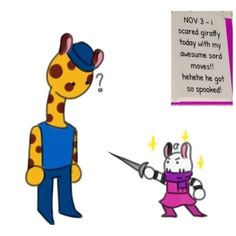 a cartoon giraffe holding a pair of scissors