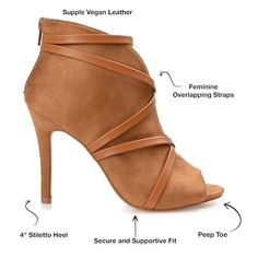 Journee Collection Samara Bootie - Free Shipping | DSW Comfortable Boots, Round Toe Heels, Samara, Journee Collection, Leather Design, Stiletto Heel, Boot Shoes Women, Ankle Booties, Comfortable Shoes