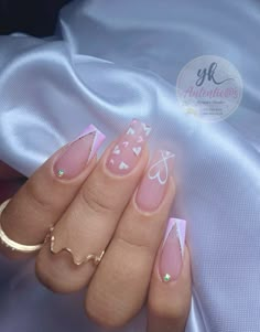 Cute Spring Nail Designs Simple, Almond Acrylic Nails Designs, Almond Nails Pink, Mickey Nails, Uñas Aesthetic, Ideas Para Uñas, Ideas Uñas, Hello Nails, Winter Nails Acrylic