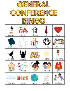 the general conference bingo game is shown