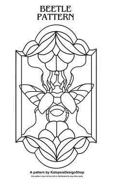 the pattern for a stained glass window is shown in black and white, with text that reads