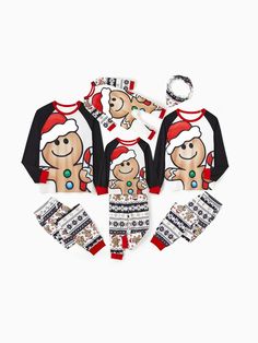 A matching family pajama set with a festive gingerbread and Santa print, ideal for Christmas photos and cozy holiday gatherings. Perfect for bringing warmth and holiday cheer to every family moment. Gingerbread Characters, Gingerbread Santa, Gingerbread Family, Santa Graphic, Santa Pajamas, Holiday Morning, Holiday Pjs, Family Matching Christmas, Family Pajama Sets