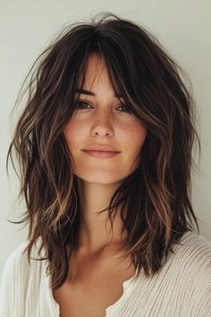 Long With Face Framing Layers, Shaggy Lobs For Fine Hair, Medium Length Hair With Layers Dark, Lob With Curtain Bangs Oval Face, Haircut For Over 50 Medium Length, Long Hair With Shorter Layers, Layered Bob Hairstyles Medium Length, Medium Length Haircut Textured Layers, Mid Length Hair Women 40