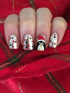 70+ Christmas Nail Art Designs for Short and Medium Nails - Bellatory Christmas Nails Penguin, Nails Penguin, Penguin Nail Art, Penguin Nails, Fall Toe Nails, Bright Summer Nails Designs, Engagement Nails, Christmas Tree Nails, Christmas Gel