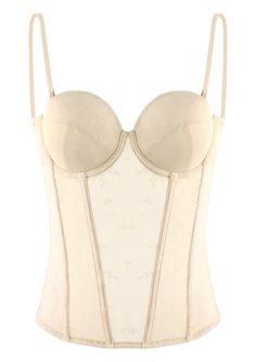 The quintessential lingerie classic you need. Our Lace Corset features a sweetheart neckline, back hook closure, full lace, boning and adjustable straps. Underwire Lace corset with spiral metal boning and foam padded cup Metal busk at center front with side panel gives an hourglass shape Center hook to adjust to your fit Adjustable straps Imported polyester Hand wash cold, do not wring, do not tumble dry, line dry, suggest removing care label Elegant Corset, Corset Bustier, Hourglass Shape, Lace Corset, Lingerie Collection, Care Label, White Beige, Beige Color, Panel Siding