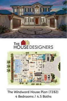 two story house plans with an open floor plan and four bedroom / 4 5 baths