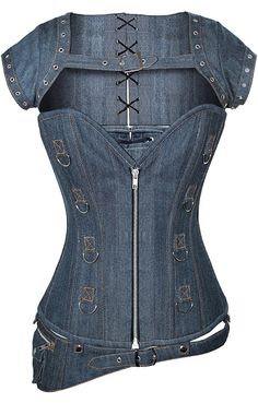 Jean Corset, Corset Plus Size, Fashion Tank Tops, Belt Jacket, Elegant Fashion Wear, Corset Outfit, Plus Size Corset, Corset Fashion, Denim Corset