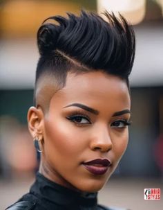 Short Natural Haircuts For Black Women With Round Faces « Only Hairstyles Afro Mohawk, Undercut Natural Hair, Special Hairstyles, Short Hair Mohawk