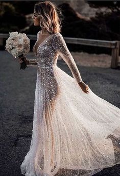 Sparking white See-Through Bing Bling Bridal Dress Long Sleeves Wedding Dresses sold by Vickidress on Storenvy Wedding Dress Rose, Sukienki Maksi, Rhinestone Wedding Dress, Crystal Wedding Dress, Wedding Dress Sequin, Sequin Wedding, Breathtaking Wedding, Dream Wedding Ideas Dresses, Sleeve Wedding Dress