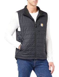 PRICES MAY VARY. Nylon lining quilted to 100gram polyester insulation Mock-neck collar Left-chest map pocket Two lower-front pockets Two inside pockets; one with zipper closure and one with hook-and-loop closure Mens Puffer Vest, Heavy Clothing, Carhartt Vest, Lightweight Vest, Men Carhartt, Casual Vest, Outerwear Vest, Accessories Clothing, Carhartt Mens