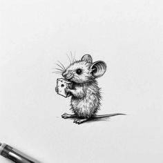 a drawing of a mouse holding a camera