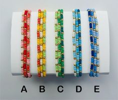 Rainbow Collection Colorful Stackable Boho Seed Bead Stretch Bracelets by Set - Etsy Bracelet Color Ideas, Seed Bead Stretch Bracelets, Bead Stretch Bracelets, Bracelet Sets, Rainbow Bracelet, Beading Ideas, A B C D, Bracelet Collection, A B C