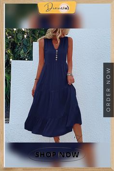 Button Detail Layered Hem Smock Dress Beach Holiday Dresses, Holiday Beach, Tiered Midi Dress, Spring Outfits Women, Dresses By Length, Smock Dress, Beach Dress, Button Detail, Women's Fashion Dresses