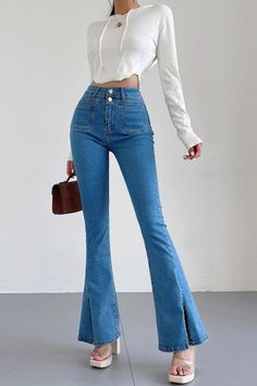 Item Type: PantsMaterial: DenimLength: Full LengthClosure Type: Button FlyColor: Light Blue. Dark Blue. BlackSize: XS.S.M.L Size(cm) Pants Length Waist Hip XS 100 56 74 S 101 60 78 M 102 64 82 L 103 68 86 Blue Mid-rise Flare Jeans With Button Zip Fly, Medium Wash Full Length Bottoms With Button Closure, Mid-rise Denim Blue Pants With Button Zip Fly, Medium Wash Full-length Bottoms With Button Closure, Fitted Denim Blue Bottoms With Button Zip Fly, Full Length Medium Wash Bottoms With Button Closure, Trendy Full-length Bottoms With Button Zip Fly, Trendy Full Length Bottoms With Button Zip Fly, Blue Stretch Bottoms With Button Zip Fly