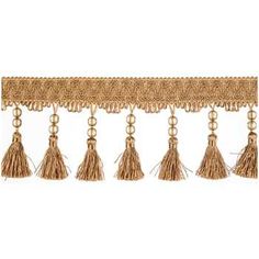 gold tasselled trim with beads and fringes