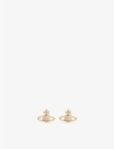 VIVIENNE WESTWOOD JEWELLERY - Mayfair orb yellow gold-toned brass stud earrings | Selfridges.com British House, Birthday Fits, Bridal Shoes Flats, Bas Relief, Slippers For Girls, Crystal Ab