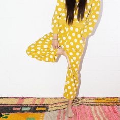 Loopback Fleece Tracksuiting Trousers With A Slightly Tapered Leg, Elasticated Waist And Large Pockets. In Our Limited Polka Dot Print. 50% Cotton, 48% Polyester, 2% Spandex. Wash On A Cool Gentle Cycle With Similar Colours. Yellow Stretch Long Sleeve Jumpsuit, Yellow Loungewear Pants, Yellow Long Pants For Loungewear, Polka Dot Print, Dot Print, Yellow White, Pant Jumpsuit, Polka Dot, Polka Dots