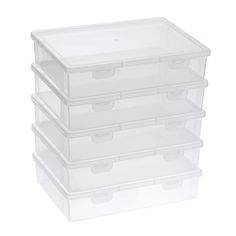 three plastic storage containers stacked on top of each other