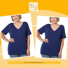 Exclusive deal alert! Navy Blue Zenana V-Neck Top, available for a limited time at the incredible price of $16.00 V Neck Tops, Limited Time, Navy Blue, The Incredibles, V Neck, Boutique, Navy, Blue