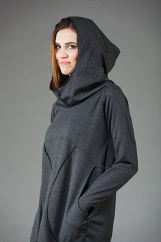 "Express Shipping to the USA, UPS Courier for free Delivery 3-5 Business Days Hooded Sweatshirt, Women Tunic Top, Cotton Hoodie Thanks for your love for the Hoodie/Tunic/Dress ♥ Let me tell You about thi product... Pullover sweatshirt with hood. Long sleeve sweatshirt with thumb holes which make it warm and comfortable. Capacious and comfortable pockets. Wide and capacious hood :) Pointed hood which makes it truly unique The hoodie is made of: 90% cotton 10% polyester Good quality, soft fabric w Gray Hooded Top With Adjustable Hood, Winter Tops With Kangaroo Pocket And Relaxed Fit, Relaxed Fit Winter Tops With Kangaroo Pocket, Winter Relaxed Fit Tops With Kangaroo Pocket, Gray Winter Tops With Adjustable Hood, Winter Long Sleeve Tops With Adjustable Hood, Fall Stretch Tops With Kangaroo Pocket, Stretch Tops With Kangaroo Pocket For Fall, Relaxed Fit Funnel Neck Hoodie