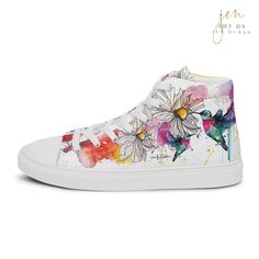 Stand out & make a statement with these Women’s High Top Canvas Shoes 🔥 WHY YOU’LL LOVE IT: ✓ 100% polyester canvas upper side ✓ Ethylene-vinyl acetate (EVA) rubber outsole ✓ Breathable lining, soft insole ✓ Faux leather top cap ✓ Padded collar, lace-up front ✓ Printed, cut, and handmade to order Made from premium materials, these durable and breathable Women’s High Top Canvas Shoes are stylish and the ideal piece for completing an outfit. Art & Design Copyright ©2024 Art By Jen Duran, All righ White High-top Sneakers With Abzorb Midsole For Spring, Spring High-top Sneakers With Speckled Midsole And White Sole, Spring Season Custom Mid-top Sneakers With Rubber Sole, Spring Mid-top Custom Sneakers With Rubber Sole, White Sole Custom Sneakers For Summer, Trendy Custom Sneakers With Rubber Sole For Spring, Custom High-top Sneakers With Abzorb Midsole For Spring, Trendy Custom Sneakers With Speckled Midsole For Spring, Spring High-top Sneakers With White Rubber Sole