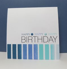 a card with the words happy birthday written in blue and green on top of it