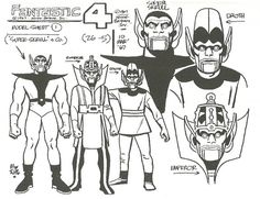 an old drawing of some characters from the animated series, fantastic four by artist mark stewart