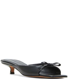 Steve Madden Meme Leather Kitten Heel Dress Slides | Dillard's Spring Leather Heels With Bow, Leather Sandals With Bow For Evening, Summer Office Heels With Bow, Mini Bows, Kitten Heel, Dress And Heels, Dillard's, Work Fashion, Handbag Accessories