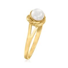 Ross-Simons - 4.5-5mm Cultured Pearl Ring in 14kt Yellow Gold. Size 7. RS Pure. Modern designs that complete your outfit and complement your personality. A luminous addition to your everyday wardrobe, this chic ring features a 4.5-5mm cultured freshwater button pearl in polished 14kt yellow gold. 1/4" wide. White pearl ring. Pearl birthstones are the perfect gift for June birthdays. White Pearl Ring, Cultured Pearl Ring, Pearl Birthstone, Ring Pearl, Chic Rings, Yellow Gold Jewelry, Pearl Ring, Everyday Wardrobe, White Pearl