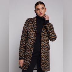 Nwt. Animal Print Coat Made Of Wool Blend Italian Fabric. Single-Breasted. Semi-Fitted Cut. Two Button Closure. Exclusive Vilagallo Lining. The Model Measures 1'75 Cm And Uses Size 38. 65%Wool 30%Polyamide 5%Other Threads Fringe Coats, Downtown Savannah, Herringbone Coat, Knit Jacquard, Leopard Fabric, Historic Downtown, Single Button Blazer, Woven Jacket, Print Coat