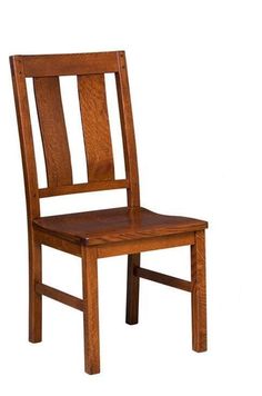 a wooden chair sitting up against a white background