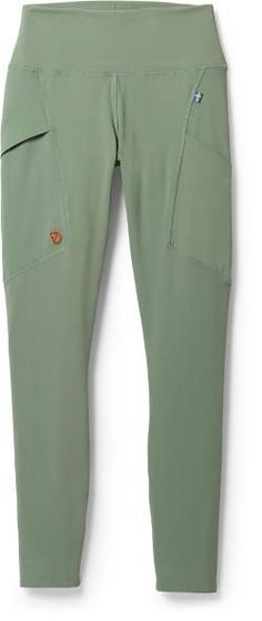 the front view of a green pants with pockets and buttons on the side, showing the bottom