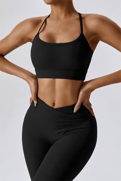 Color_Black Clothes Tracksuit, Sports Outfit, Outfit Gym, Ribbed Leggings, Yoga Set, Sports Suit, Support Bras, Black Sports Bra, Sportswear Women