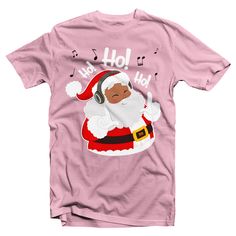 🎄Ugly Christmas Sweaters Where?! Not Here! 😜 🎄 New for the 2024 holiday season, this joyful Christmas tee features a dancing Black Santa enjoying some happy music. He's pretty in-tuned to what's hip these days. 😆 Perfect for your next holiday party or movie night, this design will have you feeling good and ready to celebrate. Words on Shirt Read:Ho! Ho! Ho! Key Features: Brand: Bella + Canvas Unisex Sizes: From XS to 4XL. Made with 100% Airlume combed and ring spun cotton. Easy Care: Wash in Fun Christmas Crew Neck T-shirt, Fun Christmas Short Sleeve T-shirt, Fun Christmas Holiday T-shirt, Fun Holiday T-shirt With Short Sleeves, Holiday Fun Short Sleeve T-shirt, Fun Short Sleeve T-shirt For Holidays, Pink Christmas T-shirt With Short Sleeves, Pink Crew Neck T-shirt For Holidays, Smile Gift